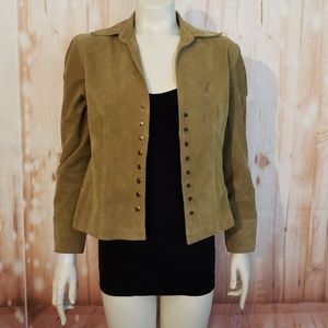 NORDSTROM LIVE A LITTLE LEATHER BLAZER PISTACHIO